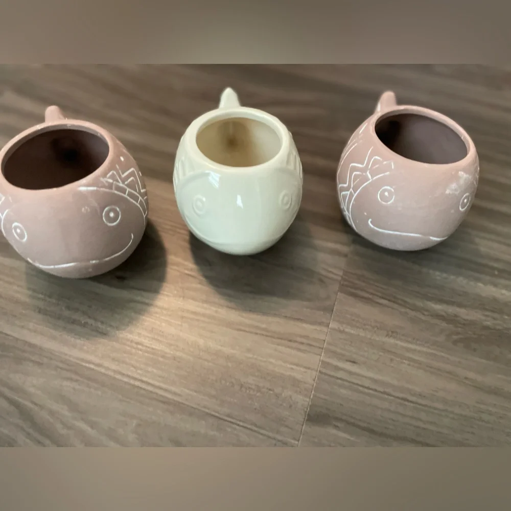 Ceramic Fish Planter Set -White and Cream bundle of 3